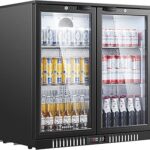 BODEGACOOLER 35.4 Inch Under Counter Beverage Refrigerator, 2 Door Back Bar Cooler, Dual Zone 32–50°F, 7.4 Cu.Ft Built-in or Freestanding Glass Door Fridge with LED Lighting, Holds 216 Cans/62 Bottles