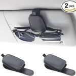 Yuoyar Magnetic Leather Sunglasses Holder for Car, 2 Packs (Black) | Magnetic Car Visor Accessories