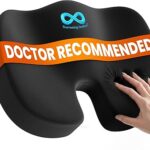 Everlasting Comfort Doctor Recommended Memory Foam Seat Cushion for Office Chairs & Car - Ergonomic Office Desk Accessories - Cushions for Tailbone Pain Relief, Sciatica (Black, Large)