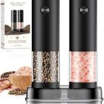 Electric Salt and Pepper Grinder Set Automatic Battery Pepper Mill Shakers Adjustable Coarseness Upgraded Larger Capacity with Led Home and Kitchen Appliances Birthday Gifts for Women Mom