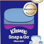 Kleenex Snap & Go Ultra Soft Facial Tissues, 4 On-the-Go Packs, 25 Tissues per Pack, 3-Ply, Packaging May Vary