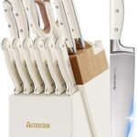 Knife Set,Astercook Kitchen Knife Set with Block 14-Piece Full Tang Stainless Steel Knives with Sharpener Dishwasher Safe and Anti-Slip Ergonomic Handle Utensils Set