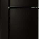 OSTBA Mini Fridge with Freezer - 3.2 Cu.ft 2-Door Upright Freezer, Compact Refrigerator with 2 Removable Shelves 7 Level Adjustable Thermostat, Removable Shelves for Bedroom Office Apartment, Black