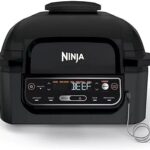 Ninja Foodi Pro 5-in-1 Indoor Integrated Smart Probe, 4-Quart Air Fryer, Roast, Bake, Dehydrate, an Cyclonic Grilling Technology, with 4 Steaks Capacity, in a Stainless Finish | Integrated Smart Probe, Roast, Bake, Dehydrate, Cyclonic Grilling Technology, 4 Steaks Capacity