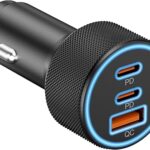 Car Charger USB C, 3-Port 67W Dual USB-C & USB-A Car Phone Charger Accessories Power Adapter Fast Charging Cigarette Lighter for iPhone 17/16/15/14/13/12/11 Pro Max, iPad, Galaxy S26/S25/S24, Android