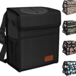 Femuar Leak Proof Car Trash Can with Lid - Waterproof Automotive Garbage Bin for SUVs, Collapsible and Portable Car Trash Bag, Black