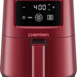 CHEFMAN 2 Qt Mini Air Fryer – Digital Space-Saving Compact Air Fryer with Nonstick and Dishwasher Safe Basket, Quick & Easy Meals in Minutes, Features Digital Timer and Shake Reminder – Red