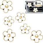 Frienda 6 Pcs Daisy Flower Air Vent Clip Accessories Air Conditioning Outlet Clip Car Air Freshener Dashboard Accessories Charm Car Inter Decor(3 cm, 3.3 cm,White)