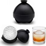 Baseball Ice Ball Mold, 2026 New Large Silicone Ice Cube Trays with Leakproof Lid, Upgrade Stackable Round Ice Cube Molds 3D Baseball Ice Cube Molds for Kitchen, Party (Black)