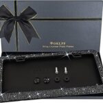 Bling License Plate Frame for Women, 1PCS Sparkly License Plate Frames| Over 1200 pcs 14 Facets Bedazzled Clear Glass Diamond Rhinestone Crystals w/Free Glitter Diamond Box (Black)