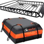 Roof Rack Carrier Carrier Basket 51"*36"*5"+Waterproof Bag 15 Cubic Feet(44"*34"*17"),and Cargo Net with Attachment Hooks,Ratchet Straps.200 Lbs Capacity,Universal Rooftop Large Size Roof Rack