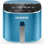Nuwave Brio Plus 8 Qt Air Fryer, PFAS Free, New & Improved, Digital Touch Screen, Cool White Display, 50°F~400°F in Precise 5°, 5 Cook Functions, 100 Presets & 50 Memory, 3 Wattages 700, 1500, 1800