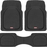 Motor Trend FlexTough Floor Mats for Cars, Black Deep Dish All-Weather Car Mats, Waterproof Trim-to Fit Automotive Floor Mats for Cars Trucks SUV, Universal Floor Liner Car Accessories