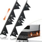 Stainless Steel Stove Gap Covers (2PCS),Stove Gap Filler,Range Trim Kit,Stove Guard for Kitchen Oven Gap Between Stovetop and Counter,Easy Clean Heat Resistant,Adjustable Length 13.8'' to 27.5'',Black