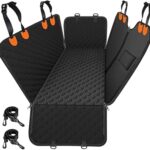 Mancro Dog Car Seat Cover, 2026 Upgraded 600D Heavy Duty Waterproof & Scratch-Resistant Dog Hammock for Car, Back Seat Pet Cover for Dogs with Sedan, Trucks and SUVs, Standard, Black-Orange