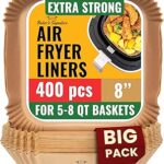 400Pcs Air Fryer Liners Disposable, Non-Stick and Oil Proof for Easy Cleanup Airfryer Liners, 8” Square for 5-8 qt Basket by Baker's Signature