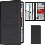 TOURSUIT Car Registration and Insurance Card Holder, Vehicle License Document Glove Box Compartment Organizer, Interior Car Accessories for Women Men (Cross Black)