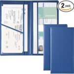 JUSTTOP 2Pack Car Registration and Insurance Holder,Car Document Holder for Cards License with Magnetic Shut,Vehicle Glove Box Car Organizer for Documents, Cards, License(Carbon Fiber Blue)