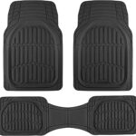 Motor Trend FlexTough LITE Rubber Car Mats Full Set - All Weather Floor Mats for Cars & SUVs - Automotive Waterproof Black Car Floor Mats for Cars Interior Accessories Universal Trim-to-Fit
