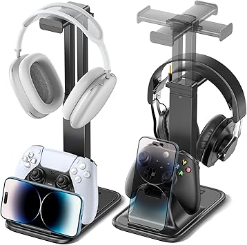 Gaming Headset & Controller Stand, Rotating Headphone Storage with Controller & Phone Holder, Game Desk Storage with Cable Organizer for PS5/PS4/XBOX PC Gamer Essentials Organizer Gift Accessories Gaming Headset & Controller Stand, Rotating Headphone Storage with Controller & Phone Holder, Game Desk Storage with Cable Organizer for PS5/PS4/XBOX PC Gamer Essentials Organizer Gift Accessories - Image 1