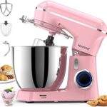 Honinst Stand Mixer, 6.5QT 10-Speed Tilt-Head Electric Stand Mixer, 3-In-1 Kitchen Mixer with Bowl, Dough Hook, Whisk and Beater, Food Mixer for Baking, Cake and Most Home Cooks, Pink