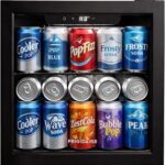 FRIGIDAIRE 12-Bottle Cooler, 1.2 Cu. Ft. Glass Door Beverage Refrigerator, Digital Display Mini Fridge with Touch Controls, Adjustable Shelves, LED Lighting & Quiet Compressor Cooling