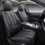 Coverado Seat Covers Full Set, Black Seat Covers for Cars 5 Seats, Car Seat Protector, Waterproof Nappa Leather Car Seat Cushion, Front and Rear Car Seat Cover Fit for Most Sedans SUV Pick-up Truck