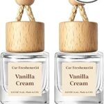 HoogaLife Car Air Freshener Diffuser 2 Pack Hanging Air Freshener Diffuser - Vanilla Cream Fragrance Oil Air D iffuser for Car, 45+ days Long Lasting Fragrance Made in USA C ar Air Fresheners (V54)