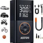AstroAI L7 Tire Inflator Portable Air Compressor,150 PSI Cordless Mini Air Bike Auto Shut-Off Pump with Digital Display Pressure Gauge, Fast Inflation & LED Light for Car Tires,Motorcycles,Bikes,Balls