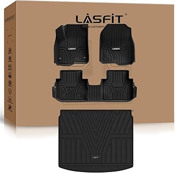 LASFIT Floor Mats and Cargo Liner for Honda CR-V 2026 2025 2024 2023 (Gasoline & Hybrid & e:FCEV), All Weather TPE Car Trunk Mat (Upper Position), 1st & 2nd Row & Trunk Liner Full Set Black LASFIT Floor Mats and Cargo Liner for Honda CR-V 2026 2025 2024 2023 (Gasoline & Hybrid & e:FCEV), All Weather TPE Car Trunk Mat (Upper Position), 1st & 2nd Row & Trunk Liner Full Set Black - Image 1