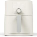 Martha Stewart 6QT Air Fryer, 6-in-1, Bake, Broil, Roast, Air Fry, Dehydrate, Reheat, Ceramic Non-Stick Basket, Crispy Results Fast, 400°F Max Temp, Shake Reminder, Linen Cream