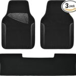 CAR PASS Waterproof Universal Faux Leather 3Pcs Car Floor Mats, Black Car Mats Fit for SUV,Vans,sedans, Trucks,Set of Vehicles Car Carpet with Driver Heel Pad and Anti-Slip Nibs Backing (Black 3Pcs)