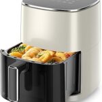 Sweetcrispy 6QT Air Fryer with Window, Square Airfryer Oven 12-in-1 for Family, 400°F Rapid Air Crispy Technology, Roast Bake Dehydrate, Nonstick & Easy-Clean Basket, Off-White