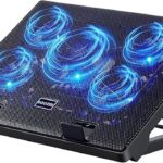 Kootek Laptop Cooling Pad, Laptop Cooler with 5 Quiet Fans for 12"-17" Computer PC Notebook Gaming Laptop Fan, Height Adjustable Laptop Cooling Stand Laptop Accessories, Blue