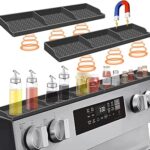 Hydream Stove Top for Shelf Silicone,30 Inch Magnetic Over the Stove Spice Rack of Shelf,Kitchen Organizer Magnet Above Stovetop Flat Back of Stove Storage Suctioned-Dark Grey