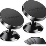 Coolpow【2 Packs Magnetic Phone Holder for Car【Strong Magnet】 Phone Holders for Your Car Phone Holder Mount【4 Metal Plate】 Universal Car Accessories for Women Men for iPhone Samsung Speakerphones